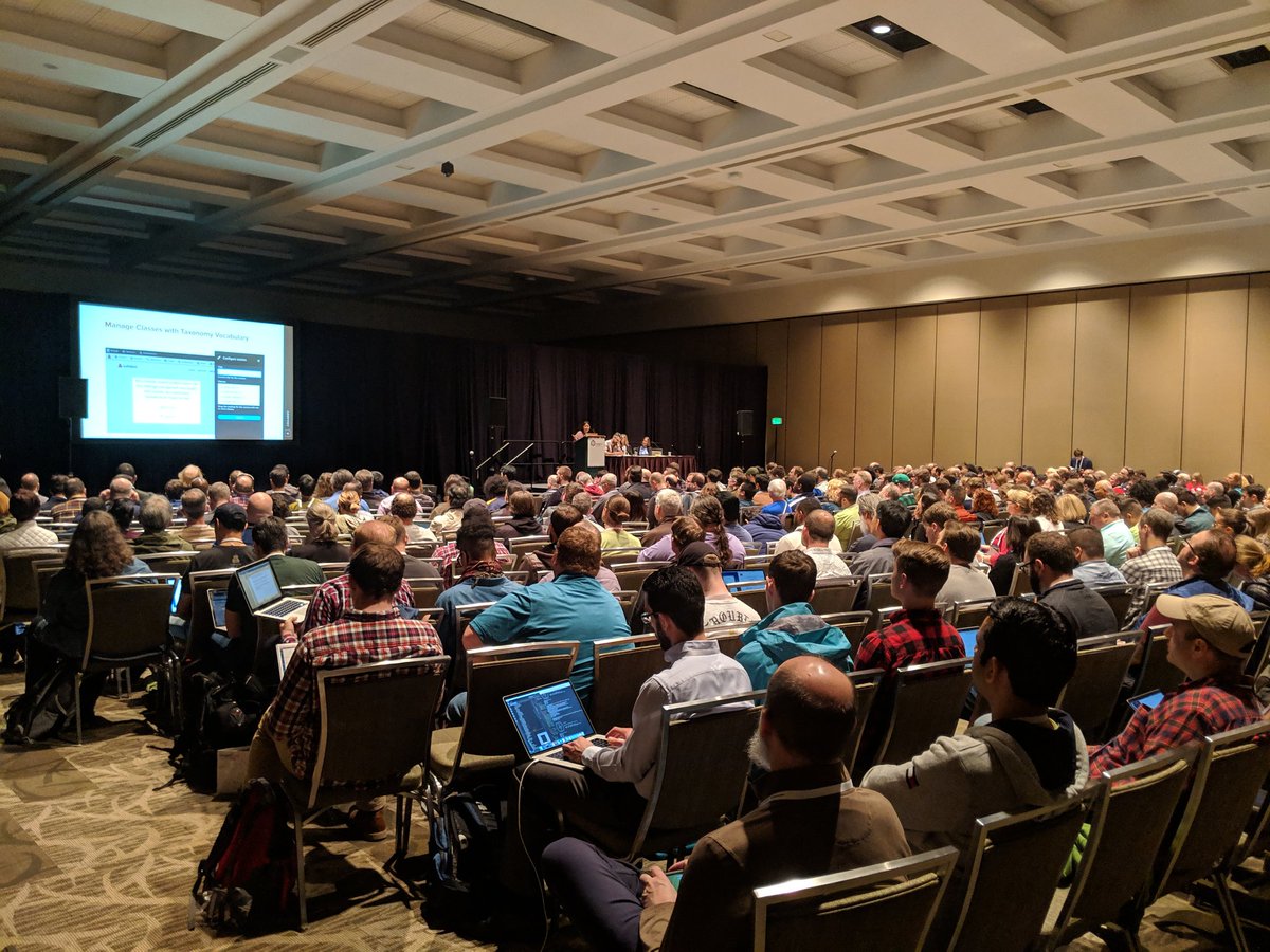 mikeherchel's tweet image. &quot;Layout Builder in the Real World&quot; session on building the new lullabot.com w @KarenStevenson @putrabon @wesruv &amp;amp; Ellie Fanning #DrupalCon @lullabot