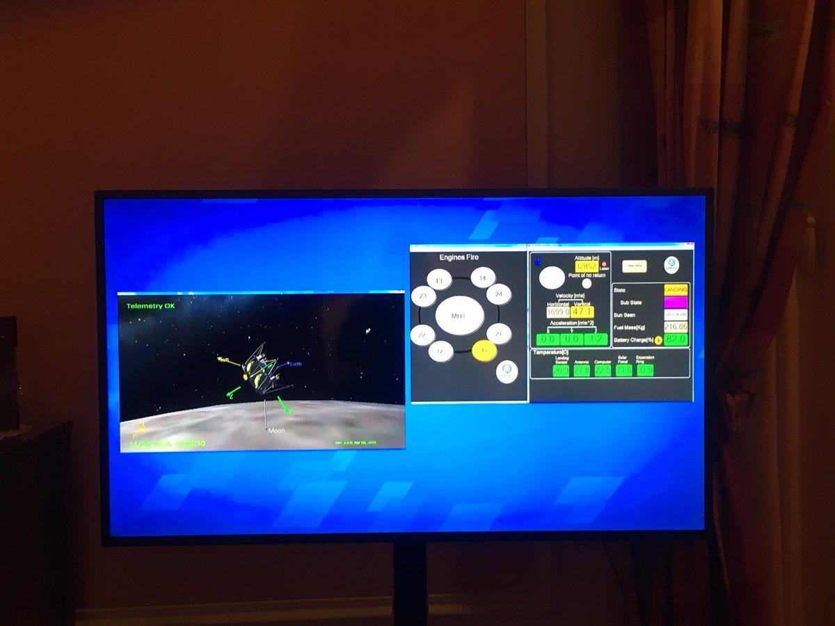 k3r3n3's tweet photo. @TeamSpaceIL And now we are in the #flipandburn - breaking is commencing! #israeltothemoon ! We are in the #lunar landing process! About 17 mins and 22km to go til touchdown on the Moon! https://t.co/TNp3xi93vU