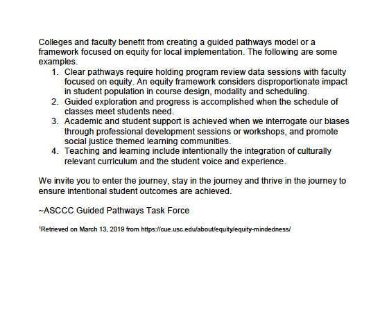 EriqFelix's tweet photo. Looking through the @AcademicSenate for @CalCommColleges latest memo on #GuidedPathways and glad to see @Center4UrbanEd's work on #equitymindedness included to help with redesigning campuses to achieve more equitable outcomes. More info: https://t.co/PvggpRnKKN #ASCCC https://t.co/GaYzFx0dSP