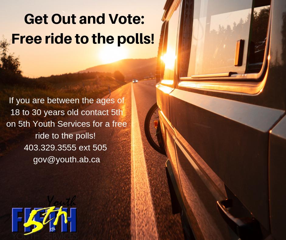 5thon5th's tweet photo. Not only is the City of Lethbridge offering free public transportation on April 16th, 2019 for the upcoming provincial election: so are we! If you are between the ages of 18 to 30 years old and you need a ride do not hesitate to contact us! #yql #abvote #abpoli https://t.co/zzxRHSIV9x