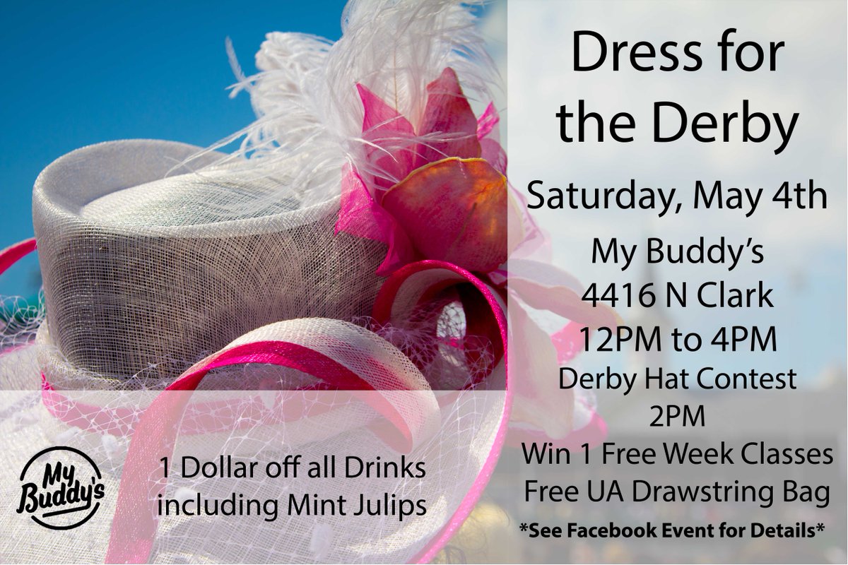 UrbanAthleteGym's tweet photo. Dress for the Derby Social with a hat Contest!
.
.
.
.
.
.
.
.
.
#KentuckyDerby #MyBuddysChicago #Dress4TheDerby #HatContest #DerbyVibes #Social #Network #MintJulep #FunInTheSun #GymsofChicago #BestGymInTheCity #UrbanAthlete #LiveUrban #BeU https://t.co/tLrzZDzBNP
