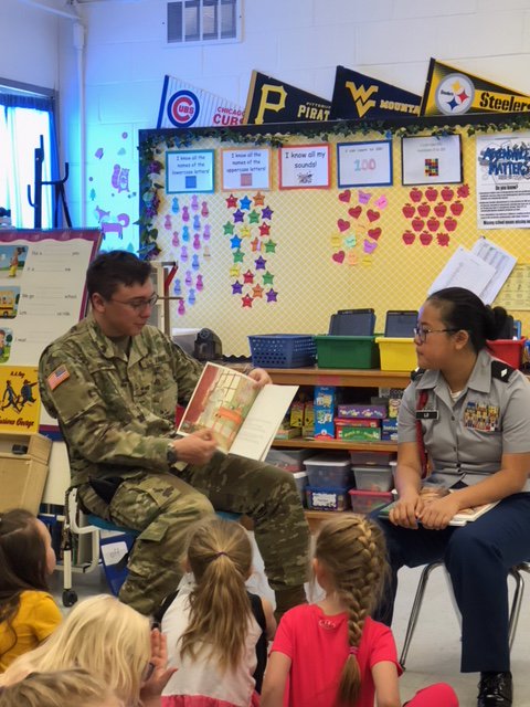 KCBOE's tweet photo. Today, we celebrated Let's Read WV Day. Across the district, students heard from special guests, older students, their beloved teachers &amp; some read themselves. Here are photos from Sharon Dawes Elem, Elkview Middle &amp; @GWHS_patriots students at Alum Creek! #ReadWV #KCSpride https://t.co/tY5JImxfGh