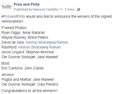 prosandpints's tweet image. @prosandpints would like to say a big #ThankYou to all those who attended our last event in #Dallas #Texas April 6 &amp;amp; 7 with legends @bryanrobson and @NormanWhiteside!! We hope you enjoyed having a pint with them!
We are proud to announce the winners of the signed memorabilia: