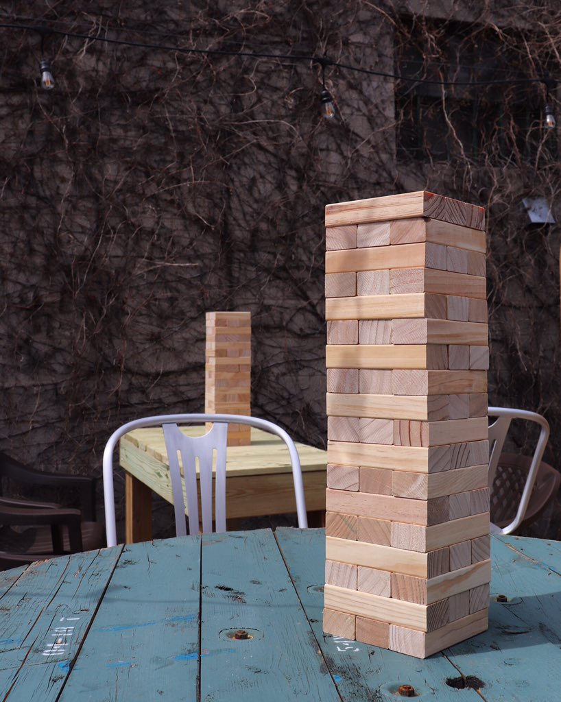 We have jumbo Jenga for our backyard beer garden dwellers and some dog treats for all our furry friends! Come enjoy this beautiful Thursday at 412 Brewery #NationalPetDay