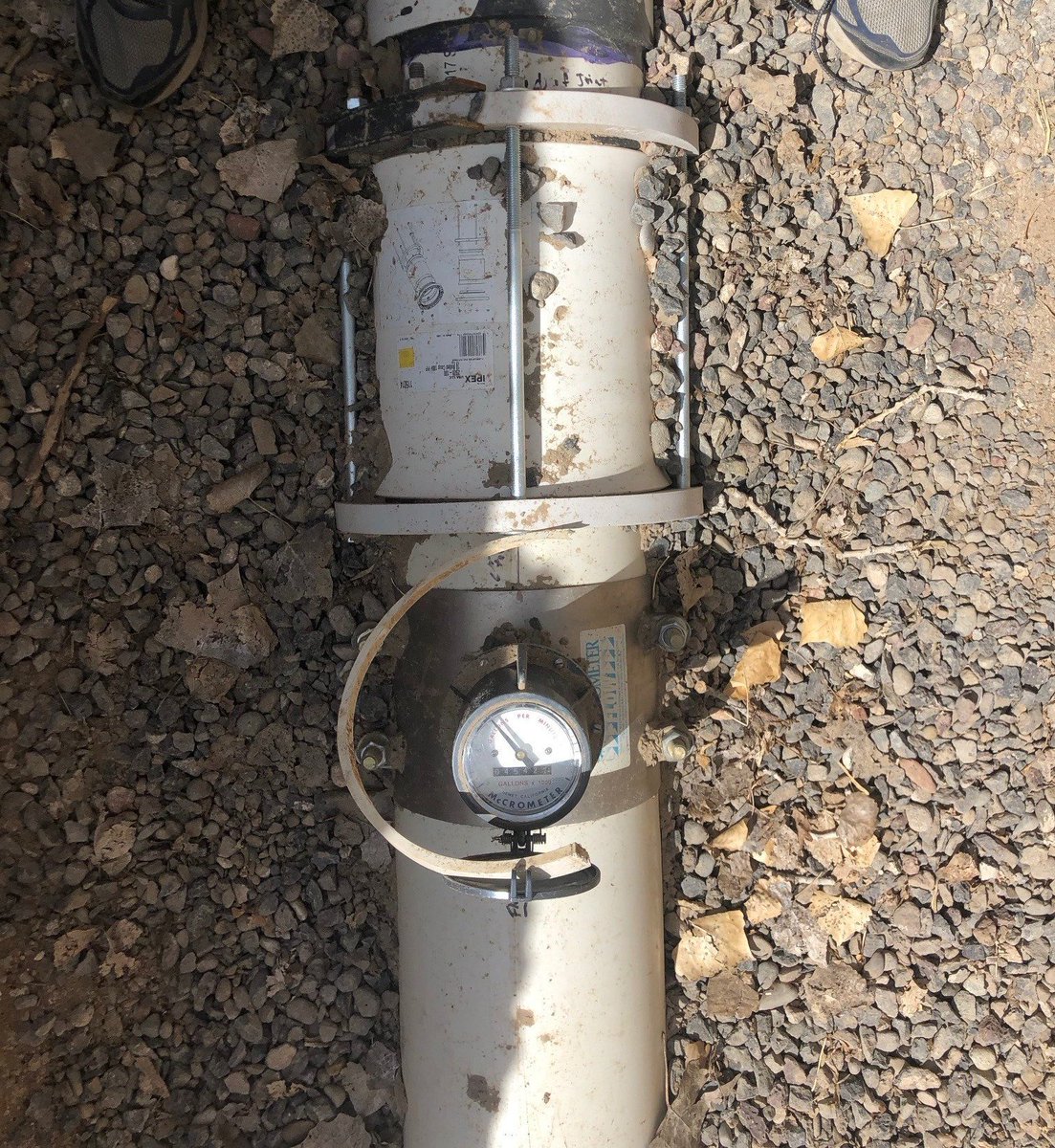 WCRCFruita's tweet photo. Could not be happier with the work of Senior Research Technician Kevin Gobbo and his work to re-purpose an unused McCrometer flow meter, joined to our existing 12" irrigation water main with two IPEX bolted repair couplers.  The WCRC-Fruita now tracks water diversions completely. https://t.co/V6sbkv5AIg