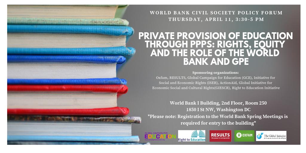 GIESCR's tweet photo. Happening now! Join us live on Facebook for a discussion on ‘Private provision of #Education through PPPs: #Rights, #equity &amp; the role of the @WorldBank &amp; @GPforEducation’  https://t.co/15CVTpPJmb https://t.co/tokdYI7YzB