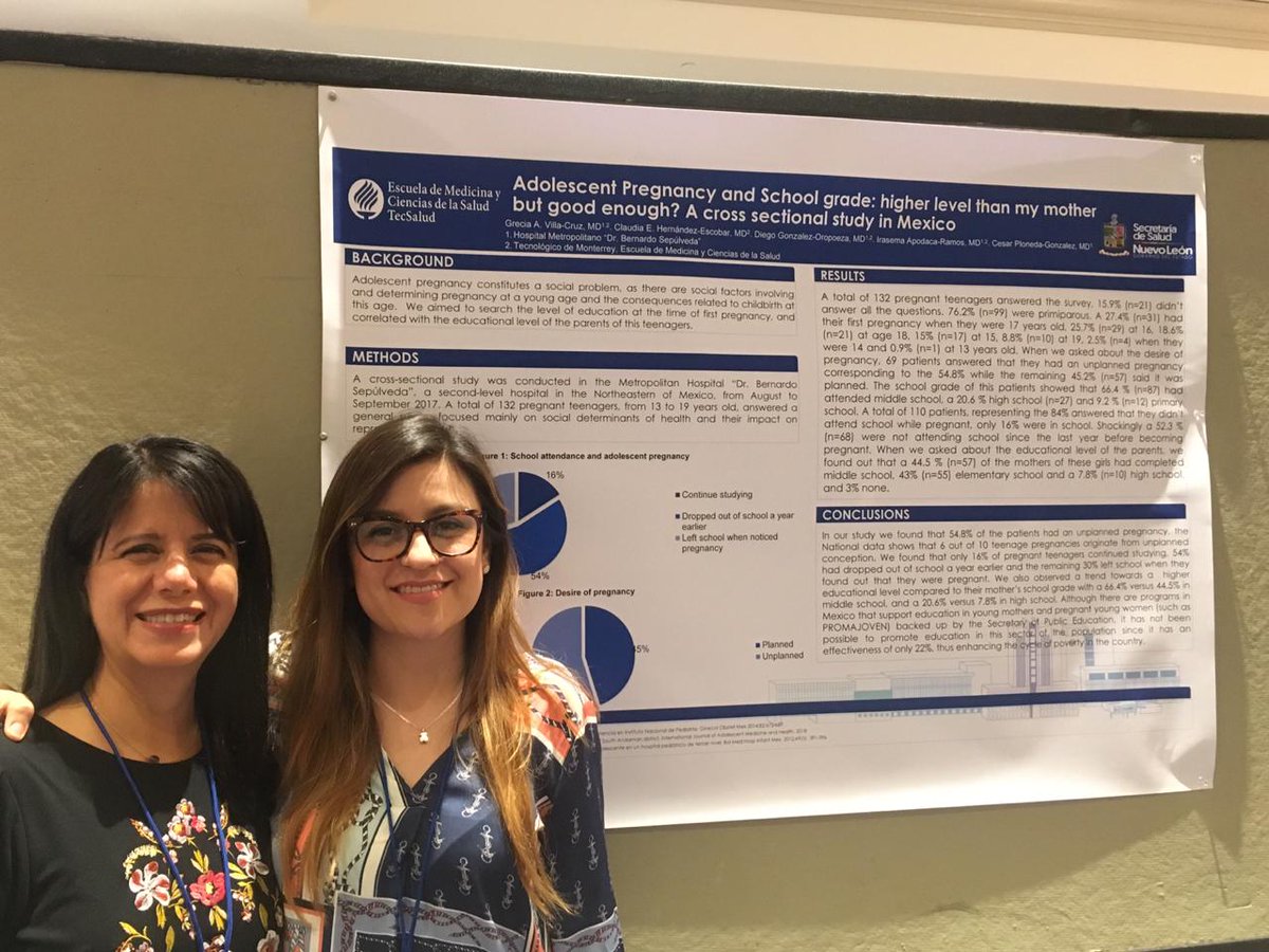 GreciaVc's tweet photo. Poster presentation at #NASPAG2019 #TecnologicodeMty #ITESM #EMCS #AdolescentHealth #ObGynResident #Multicentrico
44. Adolescent Pregnancy and School Grade: Higher Level Than My Mother but Good Enough? A Cross Sectional Study in Mexico https://t.co/Bewk9tGJvg https://t.co/KLbLOTM5ld