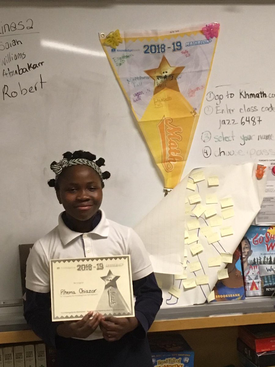 MsPDeLuca's tweet photo. Congrats to this lovely on completing the #Knowledgehook half marathon! @deSalesTCDSB @ms_nicolau @MICHAELaCACCAMO #mathclassfun #mathschat https://t.co/uwWpHiUImC