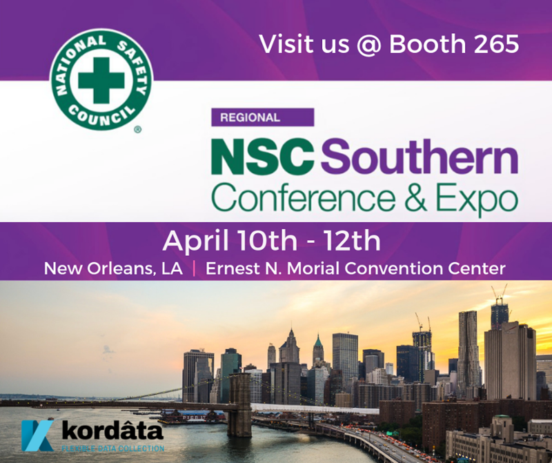 KordataSoftware's tweet photo. Kordata is at National Southern Safety Council Expo today and tomorrow demoing our data collection platform as it relates to general data collection and Safety Meeting documentation. Stop by our booth #265, we would love to introduce you to Kordata. #NSCExpo https://t.co/GWEEHfU5G5