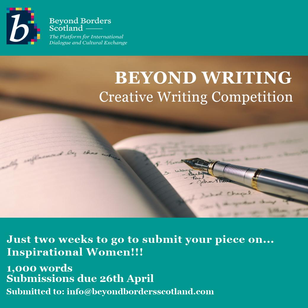 BeyondBorders__'s tweet image. Just a few weeks to go to enter our #BeyondWriting competition! Submit creative or journalistic writing, poetry, essays or anything else which sparks your imagination for a chance to win great prizes! Check out our website for more information! buff.ly/2X6JXm5