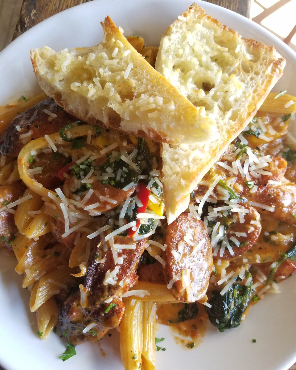 Blackened Chicken &amp;Sauasage Pasta! Today on our chalkboard #specials! #seadogbrewing #seadogbangor #bangor #bangormaine #mainerestaurants #BangorME #blackenedchicken #chicken #chickenitswhatsfordinner