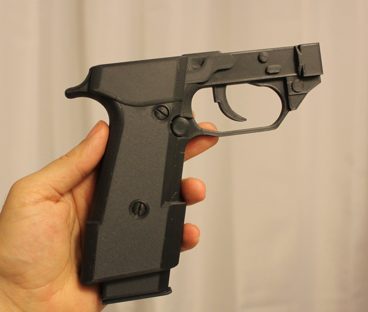 Adrian_Review3d's tweet photo. Starting on the Robocop Auto9 pistol replica from MMF (https://t.co/hzAPeRfKvy).
The Ziro carbon fiber PLA on the @Creality3dprint CR-10 with .05mm hardened steel nozzle is printing really nice. I love the look and finish of CF PLA and I'm glad to finally try it out. https://t.co/NAoawxk9K7