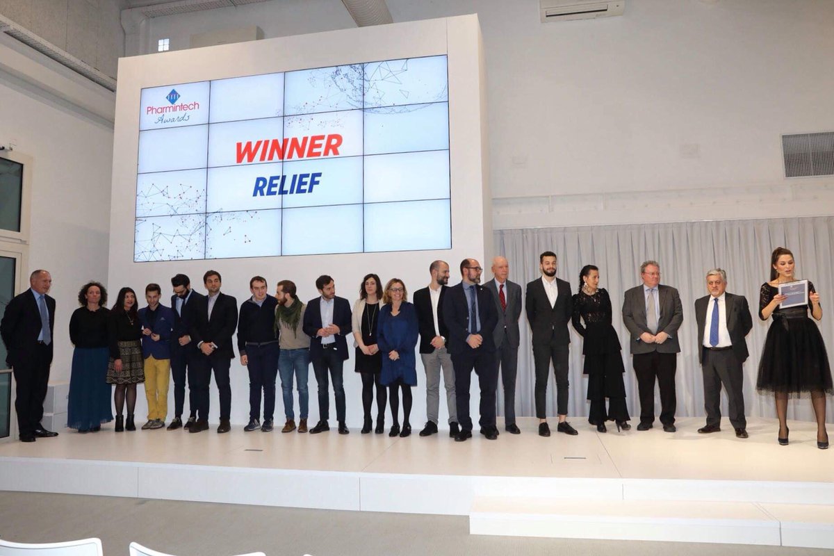 Pharmintech19's tweet photo. It’s #RELIEF the innovative start up awarded by #PharmintechAward and selected by @FG_Fondazione during the #PharmintechStartUpNight at #OpificioGolinelli thanks to @HPE_IT @ScuolaSantAnna https://t.co/CnLyZSpI79