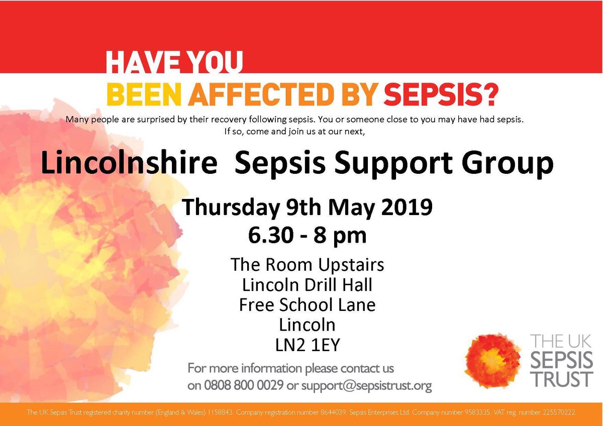 Not long now until Lincoln’s next Sepsis Support Group 9 May with <a href="/UKSepsisTrust/">The UK Sepsis Trust</a> at @lincdrillhall #sepsis #sepsissurvivor #ptsd #pss #support #lovelincoln