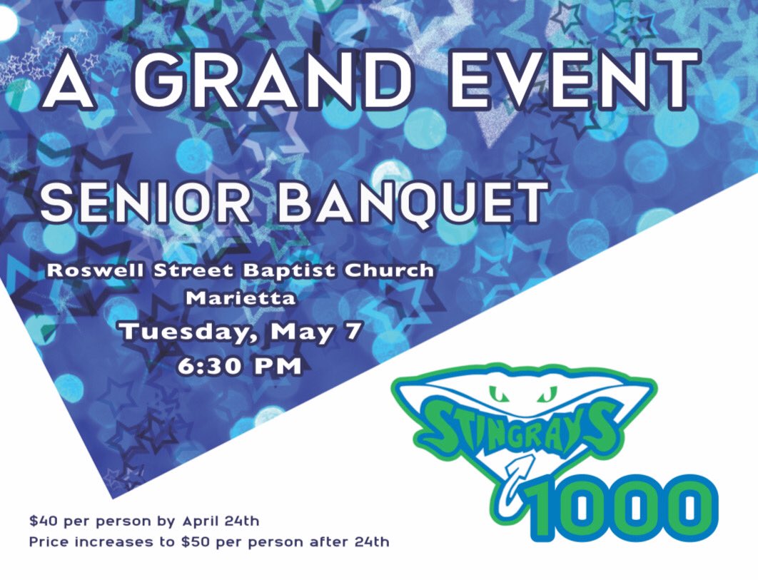 🚨💙 BANQUET INFO💙🚨

📆 May 7th
💲40 UNTIL APRIL 24TH
💲50 AFTER APRIL 24TH

The last day to purchase banquet tickets is April 29th!