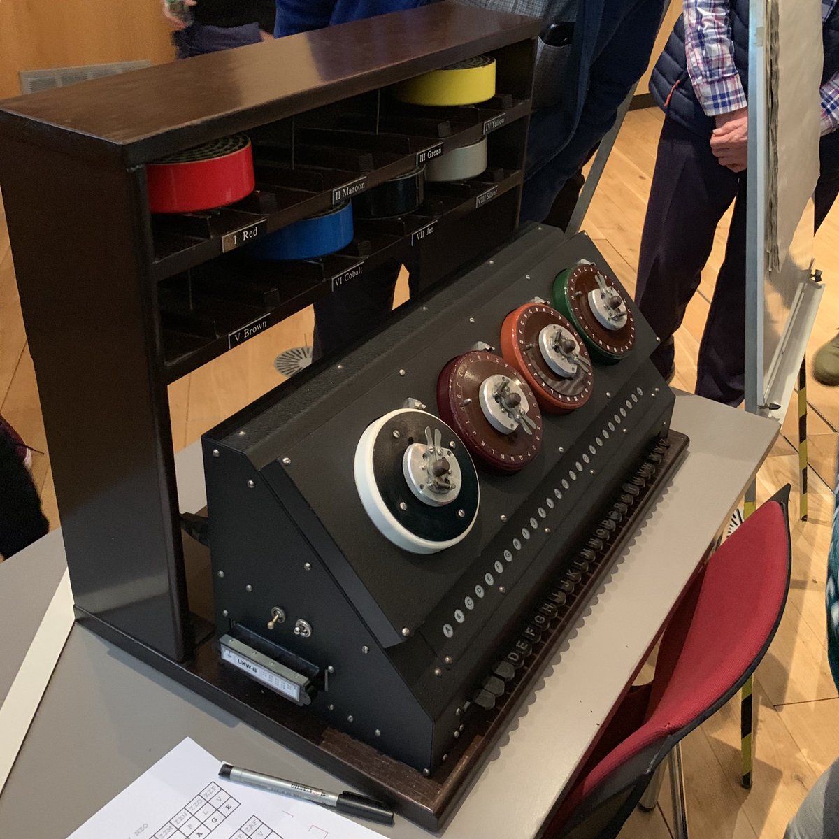 holly_seear's tweet photo. Fascinating evening @RHULPhysics tonight learning about #enigma and the #bombe 🤓🤯 #physics #royalholloway #codebreaking #TuringWelchmanBombeRebuildTrust #physicslecture https://t.co/TmznReeLXG