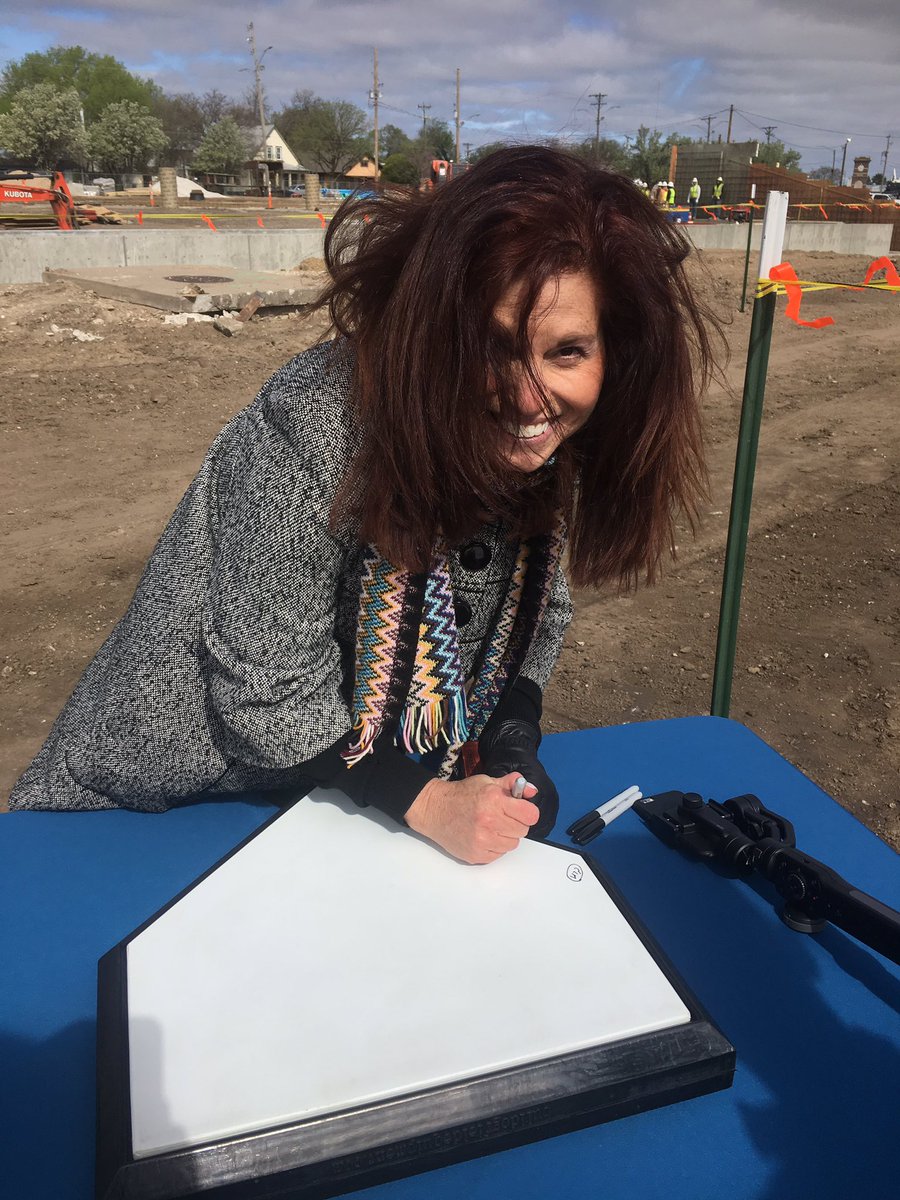 ElyseMohler's tweet image. Not even the crazy Wichita winds could stop us from setting home plate in our new stadium today. #RepYour2020 in @CityofWichita