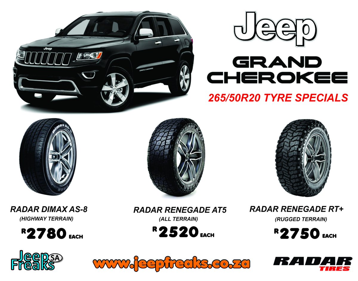jeepfreaksSA's tweet photo. 20" Tyre specials!! 
#radartires #jeepfreaks @jeeptyres #jeepgrandcherokee https://t.co/w3BzrCrFFZ