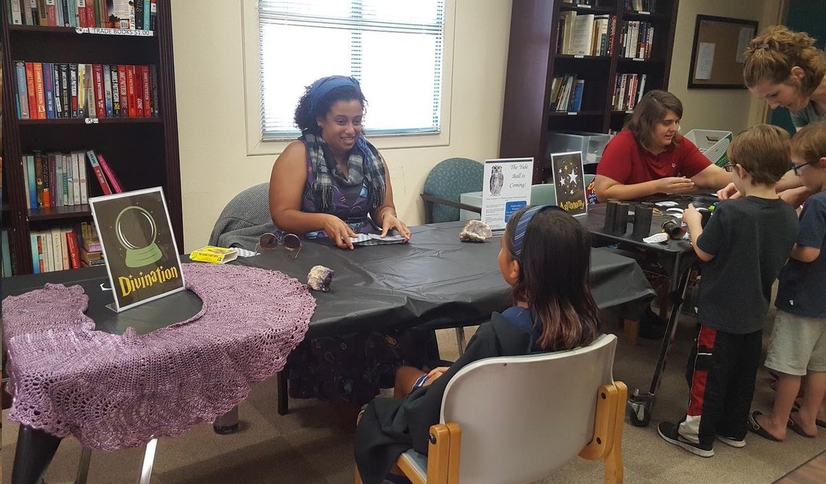 SDPublicLibrary's tweet photo. 10: The Hogwarts Open House at #ScrippsRanchLibrary—funded by the Friends, staffed by many volunteers, and 🧡 by the community—has been inspirational to other libraries in San Diego. #FriendsTop40 #MySDPL #DumbleDog 🐶🧙♂️ https://t.co/9PHv27hc34