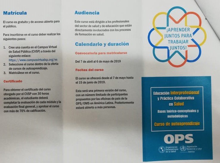 FacUmsa's tweet photo. La FCFB y la OPS, invitan a todos nuestros profesionales a ser parte del curso de autoaprendizaje:
*** EDUCACIÓN INTERPROFESIONAL Y PRÁCTICA COLABORATIVA EN SALUD ***
Bases teórico - conceptuales y metodológicas
¡Aprender juntos para trabajar juntos!
#BioFar
#UMSA_la_mejor https://t.co/QeZWG6uOYj