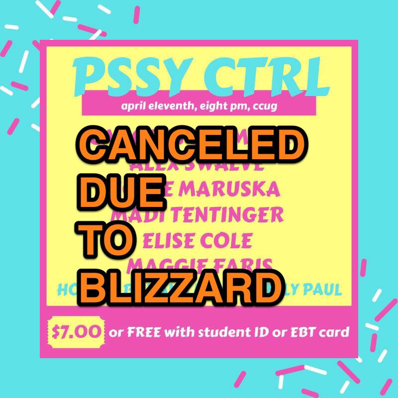 Sorry! We are canceling due to this little apocalypse! Stay safe. <a href="/TheCCU/">The Comedy Corner Underground</a>