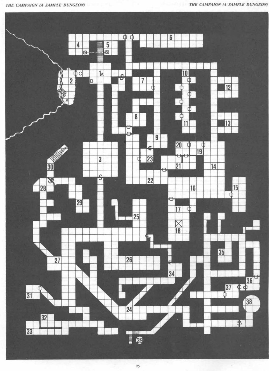 cryptocarto's tweet image. This simple map was the MOST EVOCATIVE THING when I was kid. I walked down every corridor in my head. #DnD #dungeonsanddragons #AdvancedDnD