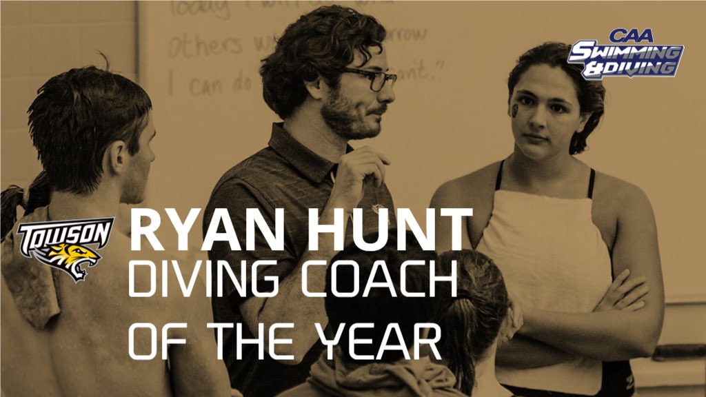 Towson_SWIMDIVE's tweet photo. Congratulations Coach Hunt on being named CAA Diving Coach of the Year!!! https://t.co/PBMYhih5sh