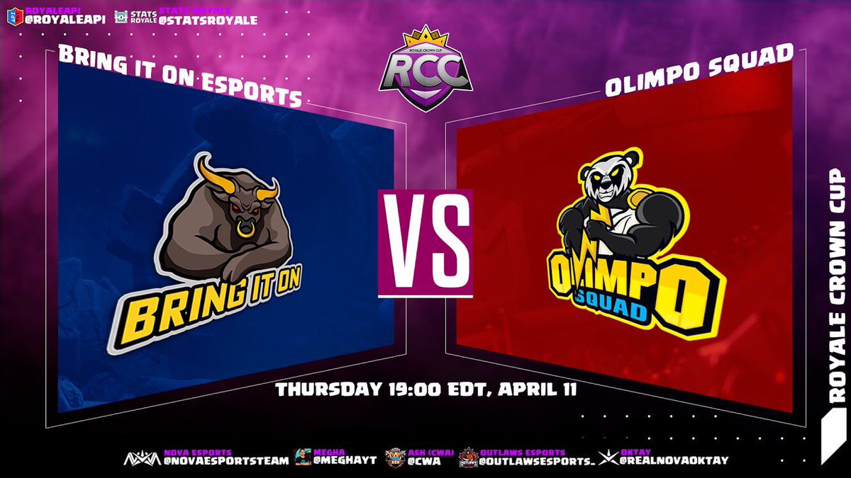 🔶RONDA 5🔶
3er partido - Grupo LATAM (A)

⏰ 19:00 EDT
⚔️<a href="/BIO_Esports/">BIO Esports</a> 🆚 <a href="/OlimpoSquad/">Olimpo Squad⚡️</a> 

📹 No te pierdas la transmisión con:
🇪🇸 <a href="/SlayerDarkness1/">Slayer Darkness</a> youtube.com/SlayerDarkness

〽️@statsroyale statsroyale.com/leagues/rcc/ba…