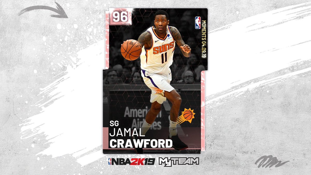 NBA2KMyTEAM's tweet photo. Still got it 😏 We had to honor Jamal Crawford for becoming the oldest player in NBA history to drop 50 points and the first guy to do it while coming off the bench!  

Cop his PD Moments card now, available until tomorrow at 10am PT https://t.co/FonjQyUjj7