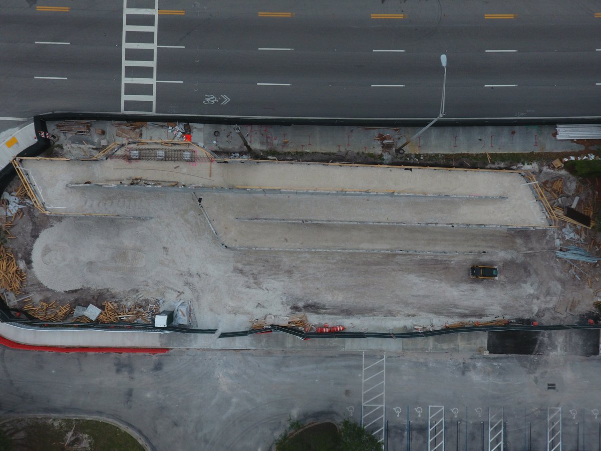 HardRockBridge's tweet photo. Construction is underway for the Hard Rock Stadium Pedestrian Safety Improvements Project! Check out these amazing aerial shots of where the tunnels, Bridge 1 (over NW 199th Street) and Bridge 2 (over the FL Turnpike Exit Ramp) will be located. #PedestrianBridge #SuperBowl2020 https://t.co/XVOTaJXiAf