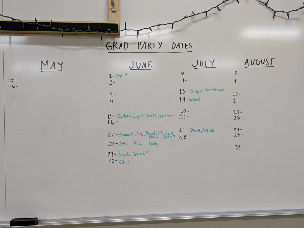 4eversully's tweet photo. Graduation parties! Put your party date in Sully's room! 
#chsenglish12 #BeCougarProud https://t.co/7BKY7w3rT0