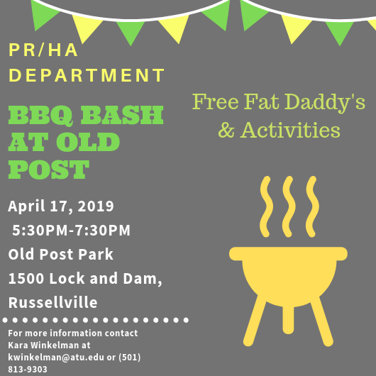 AtuHASociety's tweet photo. Hello everyone! The semester is almost over and we will be hosting a Bar-B-Que for all the students and faculty in the Parks&amp;Recreational and Hospitality Administration. More information will be below! https://t.co/1M8sKkViNq