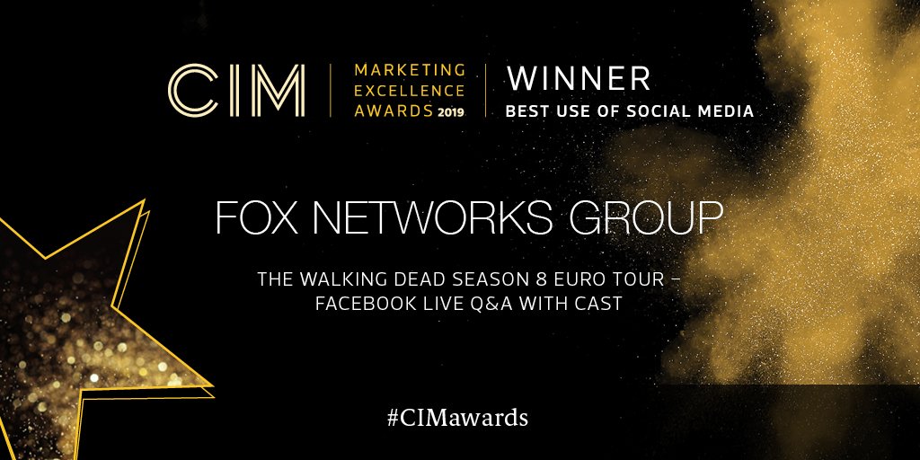 cim_marketing's tweet photo. Congratulations Fox Network Groups for winning Best use of Social Media 2019 #CIMawards https://t.co/PDXTYhLFrI