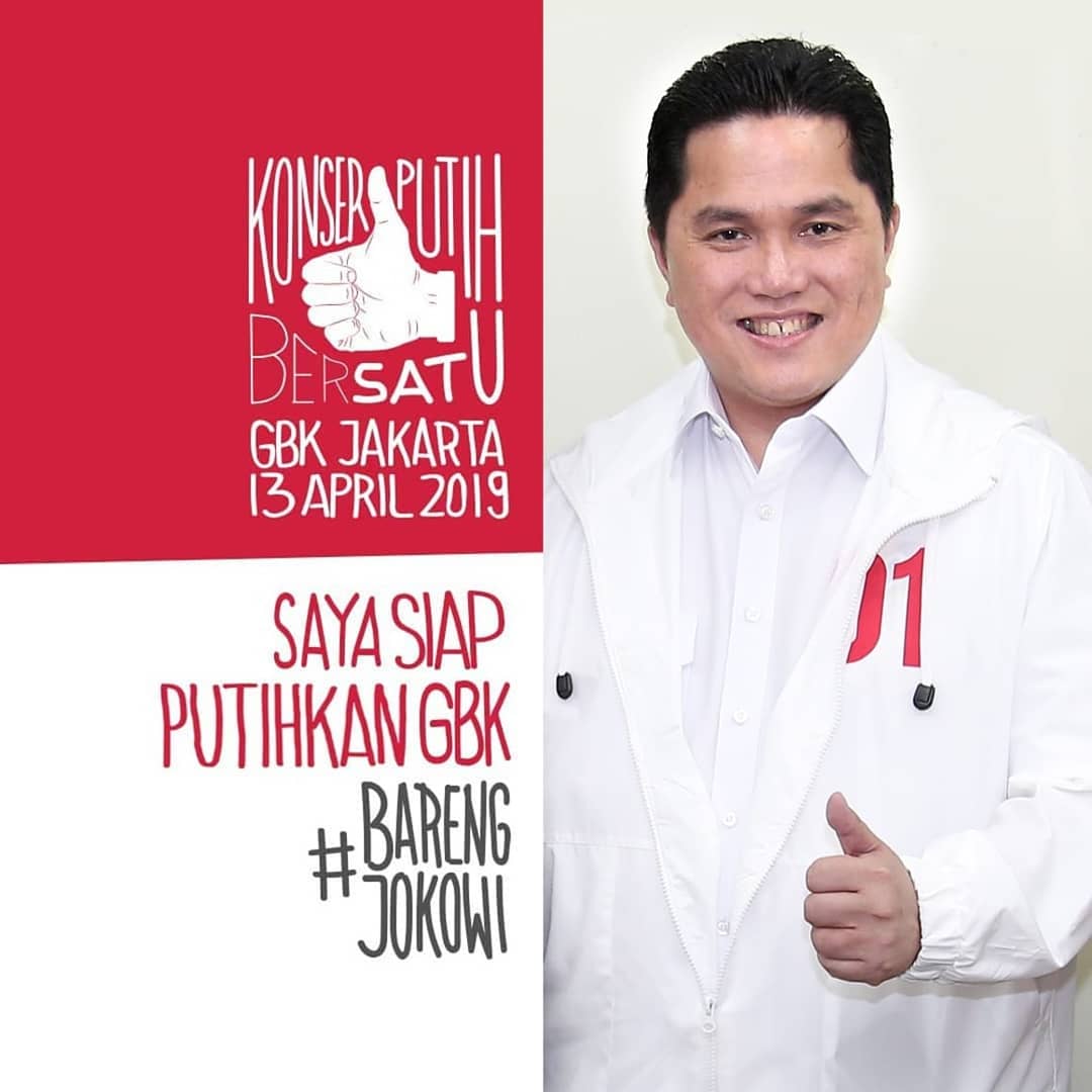 erickthohir's tweet photo. Sudah siap kita #BarengJokowi putihkan GBK hari Sabtu besok?! https://t.co/f9D5pg7duI