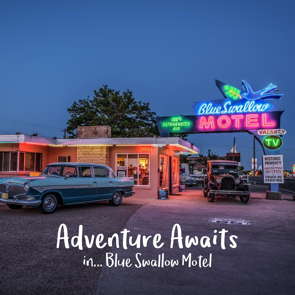 If you are looking for great #photography spots on your #Route66 journey, be sure to stop at #BlueSwallowMotel. Its neon sign is stunning and is well worth stopping for, even if you aren’t staying the night.
This motel can be found in Tucumcari, New Mexico. #AdventureAwaits