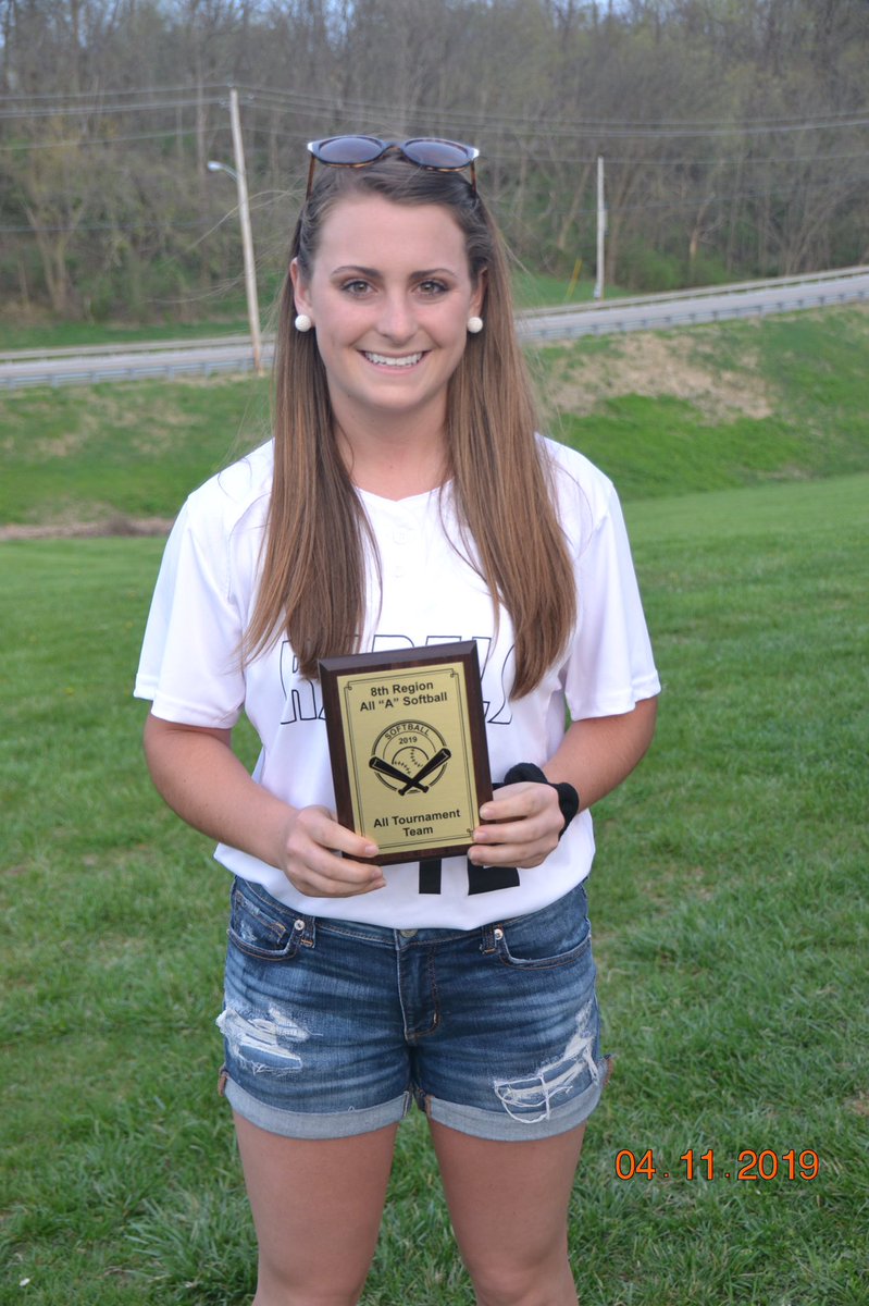 Congrats to @Kaitlyn_cp for being selected to the 8th Region All A Tournament Team! Kaitlyn went 2-4 at the plate, with 3 RBIs in our game against Williamstown.