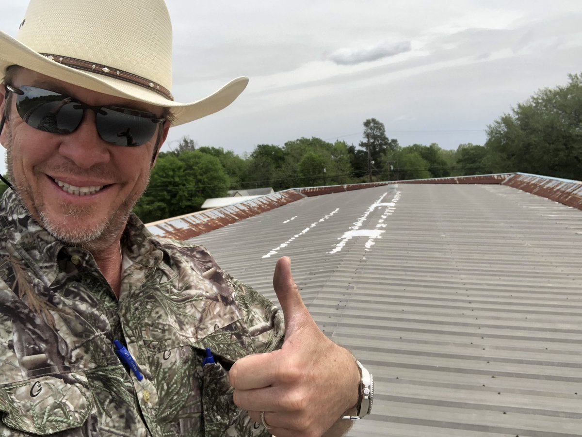 MyAmericanRoof's tweet photo. Texas size hail 3” and we’re going to restore this metal roof #hail damage #restoredontreplace https://t.co/ycR3Z4TcHZ