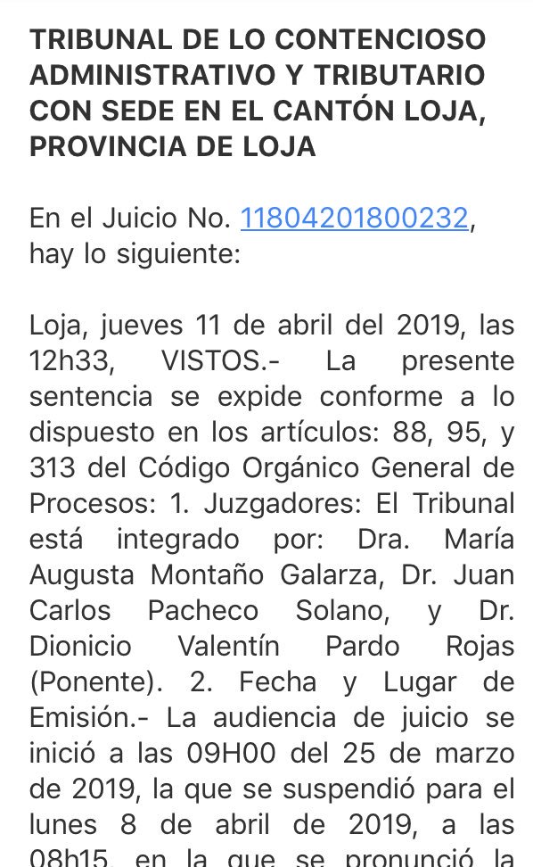 EduardoDavidOc1's tweet photo. Tribunal Contencioso Administrativo de Loja declara nula glosa emitida por Contraloría General del Estado en contra de ex Jefe de Obras Públicas del GAD Municipal de Loja @ochoaabg1 @JaramilloOchoa https://t.co/F2MYm6Lr9G