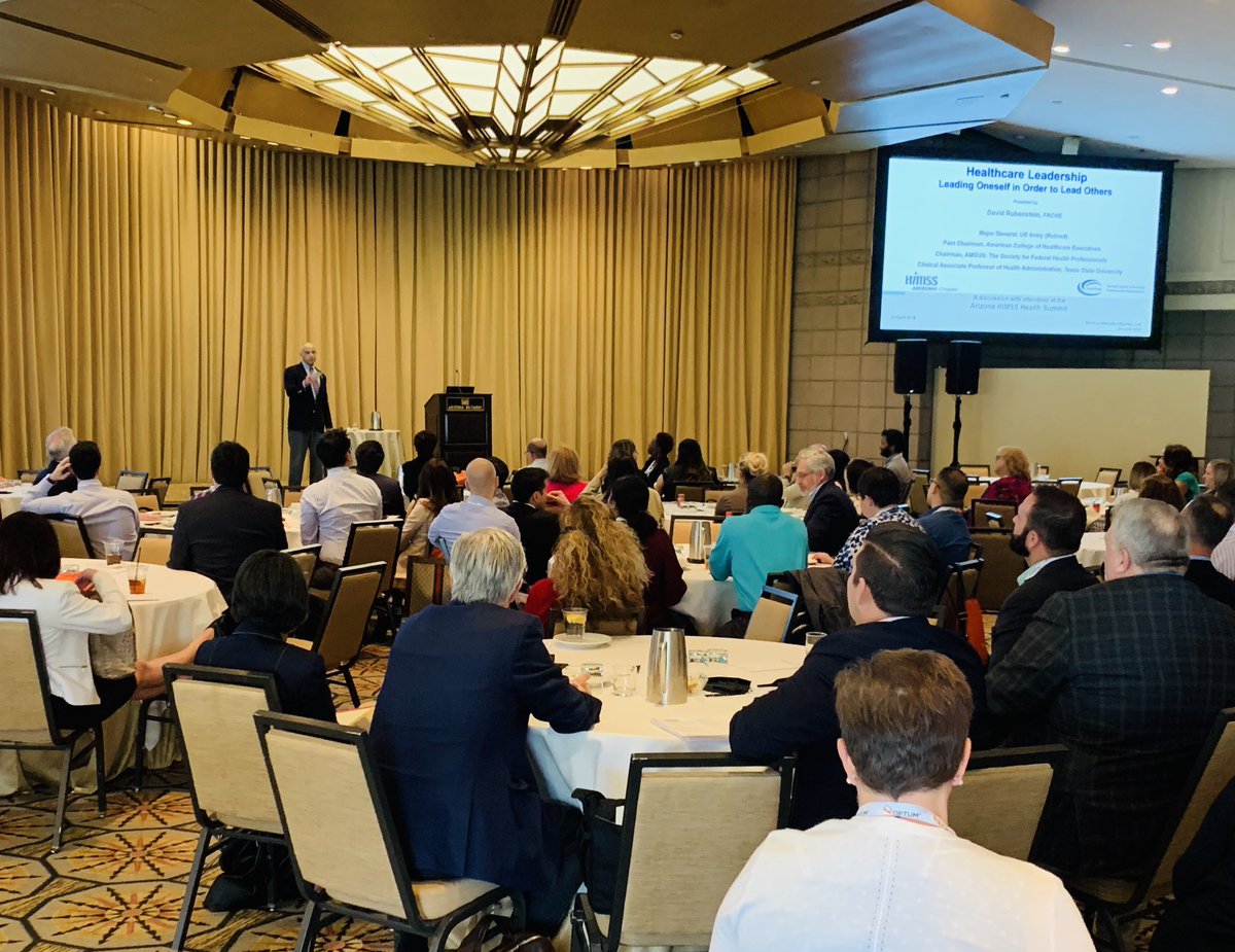 HIMSSAZ's tweet photo. “To lead others, first lead yourself.” We’re happy to welcome Major General David Rubenstein, USA, Retired to Arizona as the closing keynote speaker at the 2019 #AZHIMSS Annual Health Summit. #HITleadership https://t.co/saHd1UxoAx
