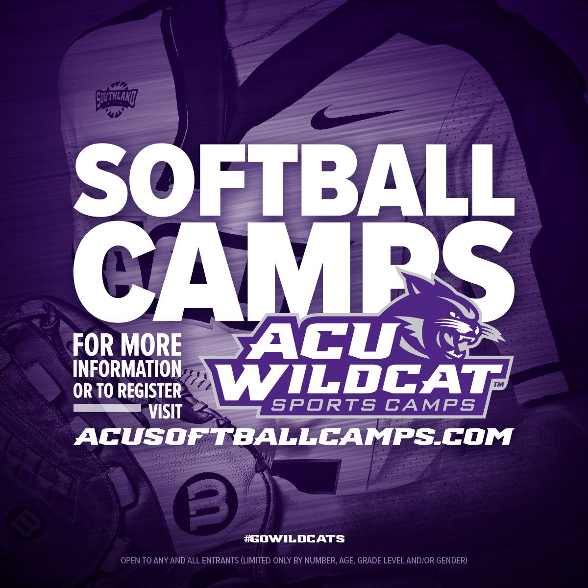 ACU_Softball's tweet image. Summer camp dates are set! June 11th and June 12th! Sign up for our camps at acusoftballcamps.com to join us this summer! 🥎💜😸 #ACUSoftball #ScratchEm #ACUSoftballCamps