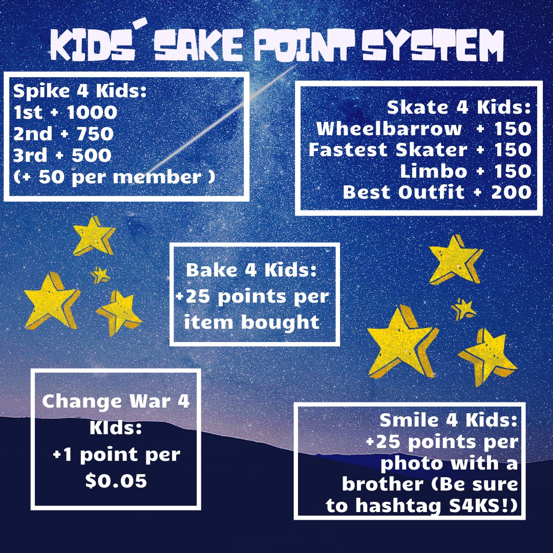 Here’s the lineup for all of next week! This breaks down what we’ll be doing each day and how points will be earned. Come out and support!😁 #S4KS