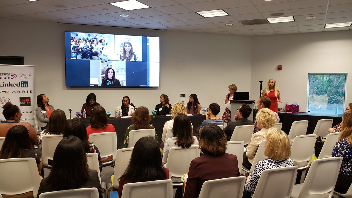Lots of "PHD" power at tonight's <a href="/wirelesswomen/">WomenDrivingInnovation (formerly WomeninWireless)</a> panel discussion on #ai #ArtificialIntelligence with <a href="/LinkedIn/">LinkedIn</a> remotely joining in on the dynamic discussion!
