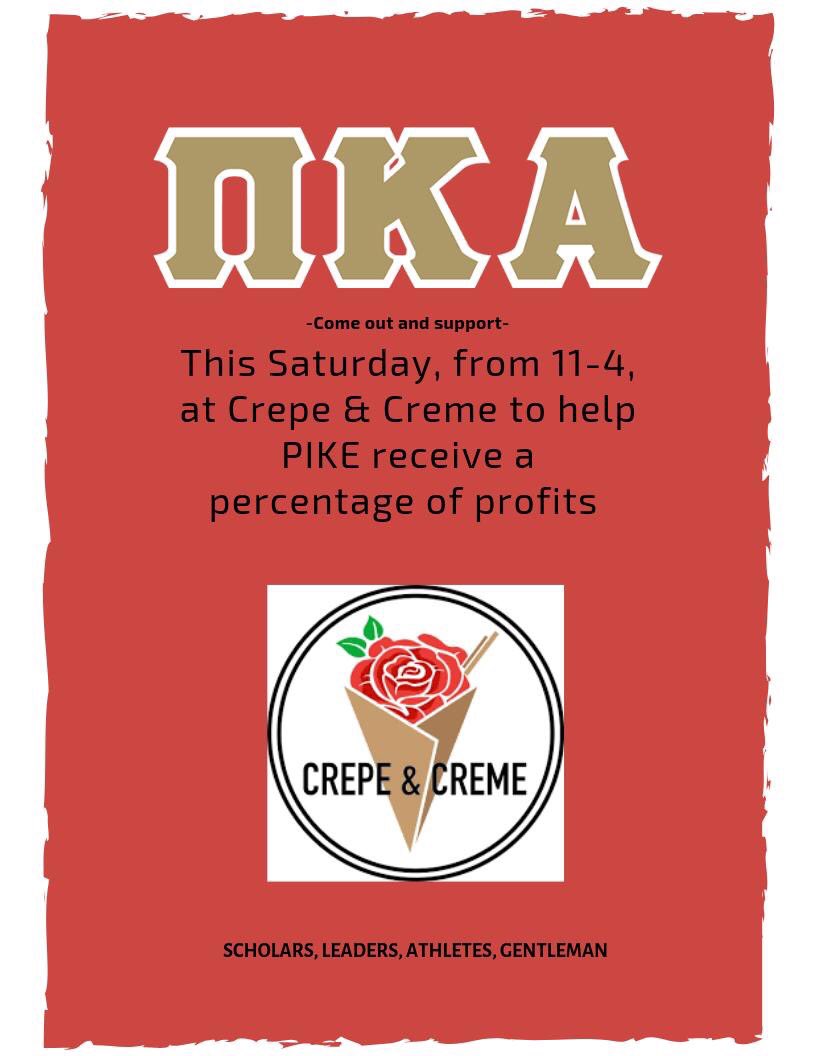 We’ve teamed up with Crepe and Creme for a fundraising event from 11-4 this Saturday April 13. We would greatly appreciate it if you came out to support! If you have any questions, contact brother Thomas Holcomb at 931-308-9912. instagram.com/p/BwIhac9htmH/