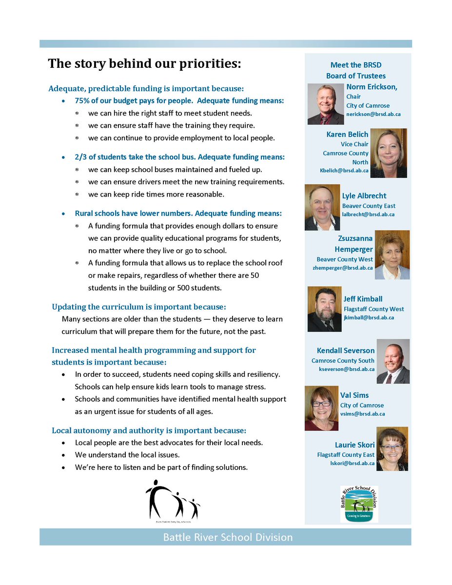 battleriver31's tweet photo. #BRSD advocates for students. Four things that matter to the future of student success:
1. adequate and predictable funding;
2. up-to-date curriculum;
3. increased mental health programming;  and
4. locally-elected school boards. https://t.co/nB01eulWRl