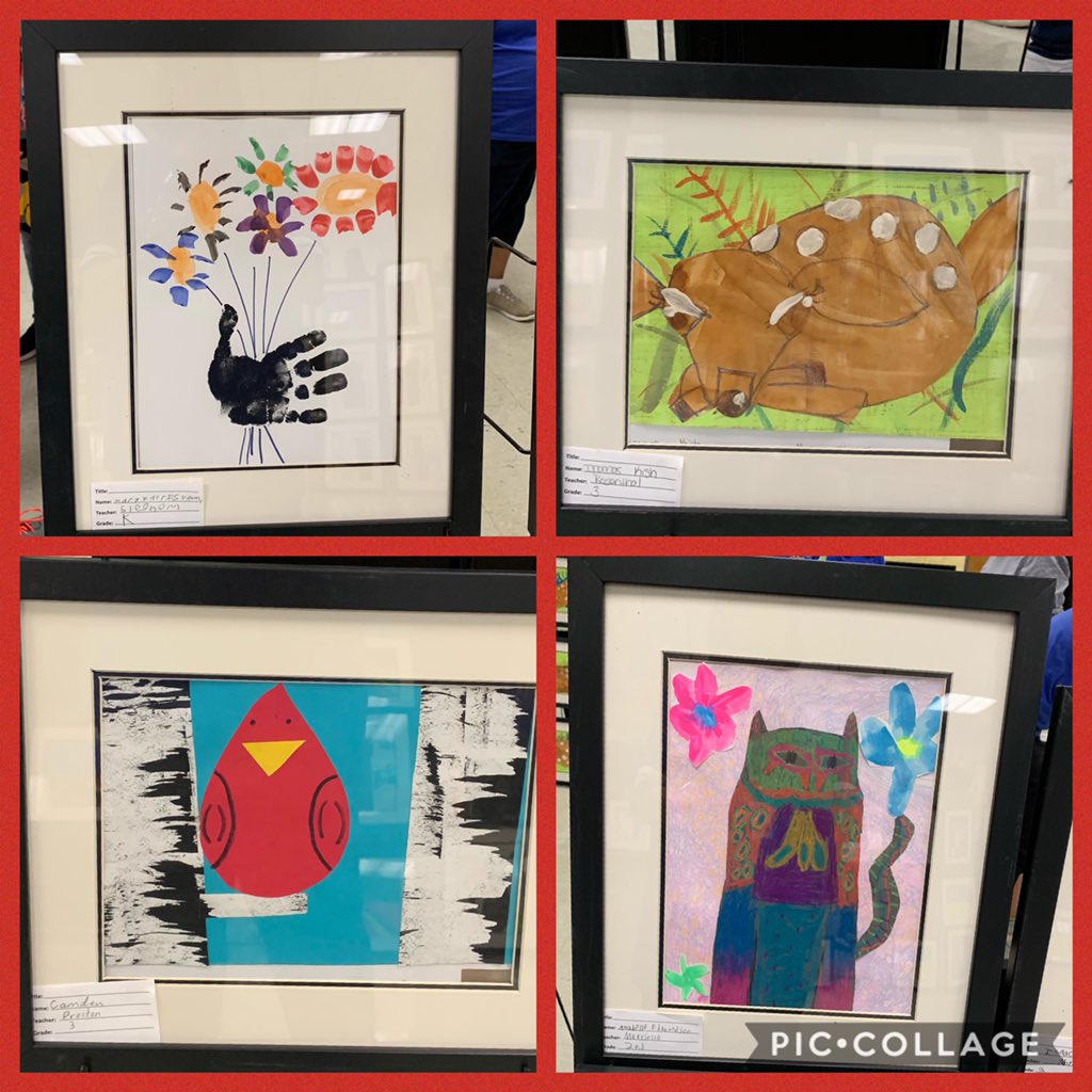 fssdMES's tweet photo. Our annual MES Fine Arts Night is a HUGE success! Beautiful artwork created by every student in the school.#MooreSoars https://t.co/D6yU4zJPUe