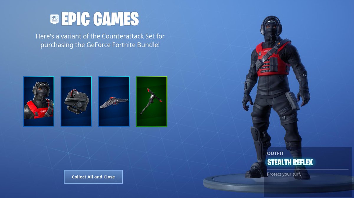 HuskyOperator's tweet photo. Wait... @FortniteGame Did something good!? Looks like they gave people who owned the original Reflex set a "EXCLUSIVE" Recolor. Cant wait to see it in the Item Shop next week 🤣 But seriously this is awesome!
#Fortnite #Reflex #Geforce #GeforceBundle https://t.co/8xzZTUzXRw