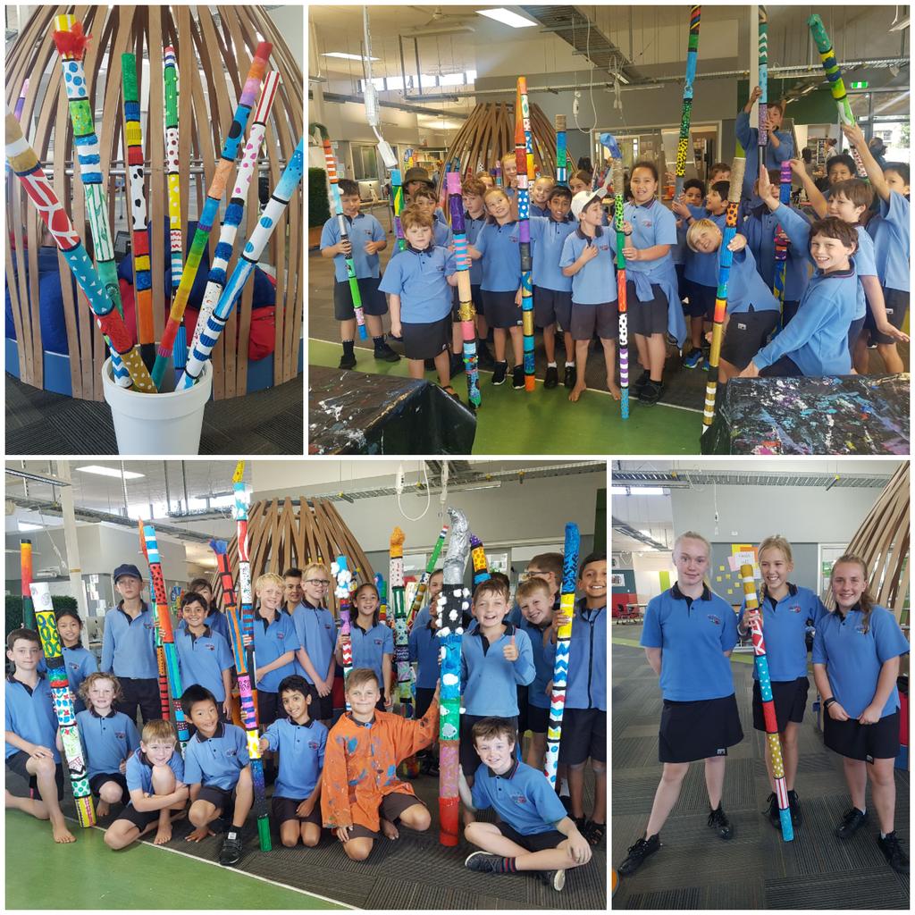 We finished our colourful, fun and beautiful totems which incorporated the 7 elements of art. Colour, line, shape, value, texture, form and space. Very proud learners!  <a href="/StonefieldsSch/">Stonefields School</a>