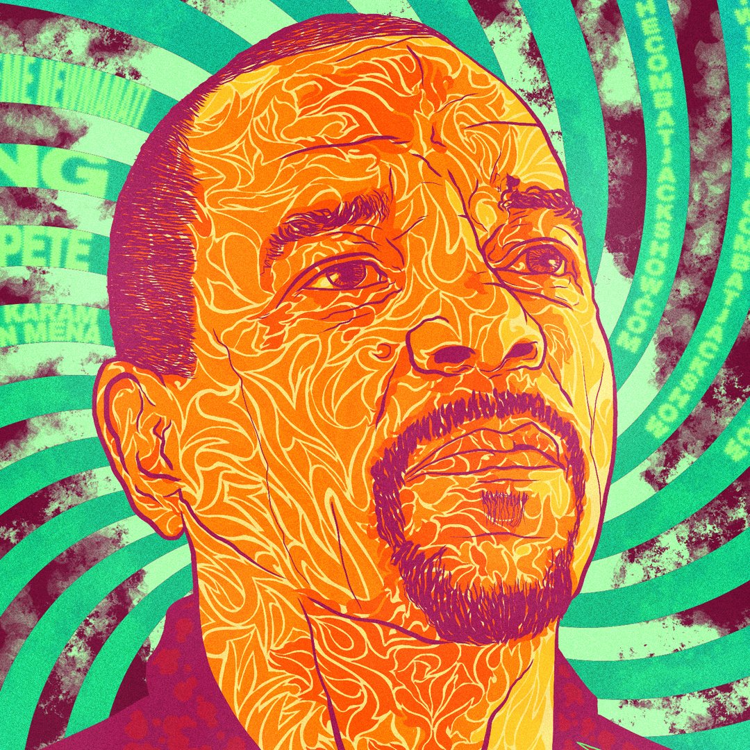 aeon_hand's tweet photo. #tbt Detail + full version, Ice T (@FINALLEVEL) showbill for The Combat Jack Show, 2014. 59/68. Inspired by Victor Moscoso. Thought cool colors would be too on the nose, so I went the other way. #itdoesnteverstop #combatjack #showbill #illustration #icet https://t.co/ndemP5yDjx