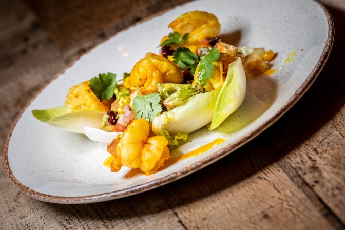 BigChefMiniChe2's tweet image. If you have read a copy of #BigChefMiniChef and tested the recipes, what is your favourite recipe?  We are just loving this dish of Cajun King Prawn Salad with chicory,croutons, lemon and coriander dressing. #Tellusyours #BigChefMiniChef #cysticfibrosis #recipes #tasty #charity