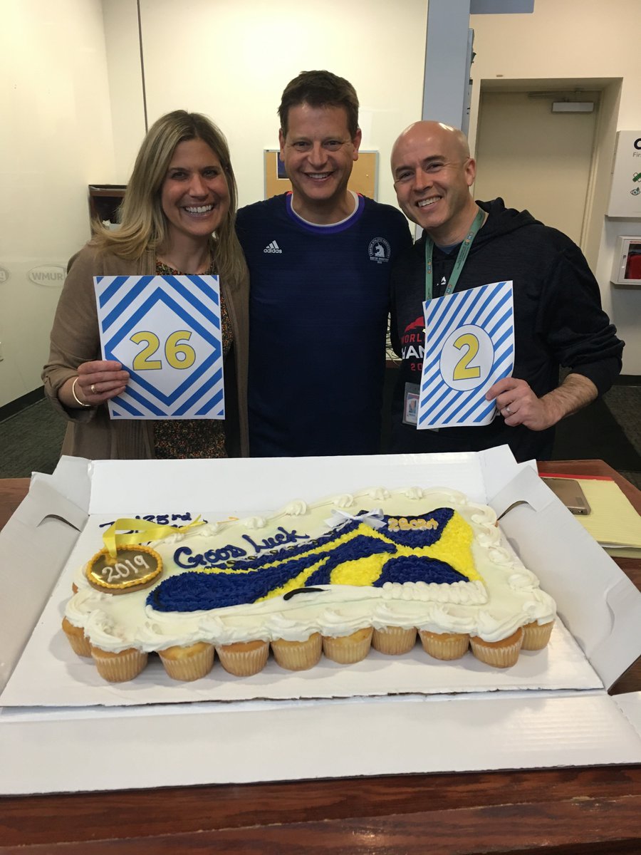 WMUR9's tweet photo. 🏃 🏃♀️ We had a wonderful send-off today for the three @bostonmarathon runners from WMUR: Alisha McDevitt, @JamieStatonWMUR & Jim Lord! They have raised thousands for @SONewHampshire. We’re rooting for you guys! Good luck to you and all competitors! #BostonMarathon2019 https://t.co/5LBfjXVVvV